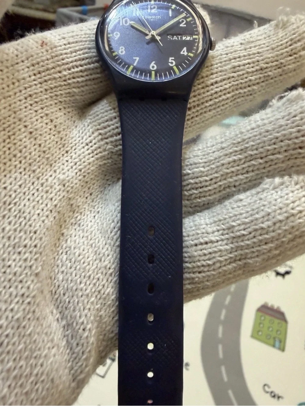 Swatch Sir Blue GN718 Classic Gent Day Date 34mm Blue Quartz Watch Unisex